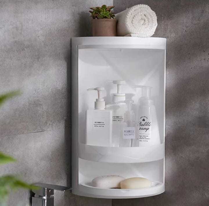 Bath room corner cabinet 360 degree washroom two shelves cabinet kitchen cabinet two layer cabinet good quality plastic cabinet
