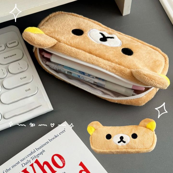 Kawaii Rilakkuma Pencil Cases For Kids Girls Cute Cartoon Bear Pencil Pouch Organizer Pen Bag School Stationeries s Ins Hot