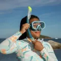 Subea diving mask snorkel lens is a single piece tempered glass, silicone edge is waterproof, comfortable to wear from Decathlon.. 