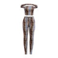 Weird Puss Hollow Slash Neck 2 Piece Set Women Snake Print  Tracksuit Wild Trend Sleeveless Crop Top+Pants High Street Club Suit. 
