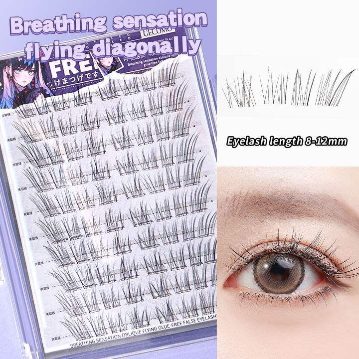 10 Row Fluffy Glue-Free False Eyelashes DIY Self-Adhesive Segmented Upper Lashes Thick Natural Easy Application Enlarge Eyes