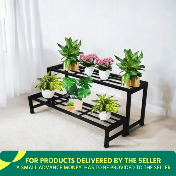 Step Plant Rack Iron Lands Premium 2-Step Plant Stand - Fixed Metal Rack for Indoor ...