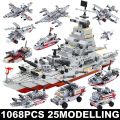 Navy War Chariot Ship Army Boat Plane Model Warships Building Blocks Compatible With Lego Construction Set for Boys Bricks Toys. 