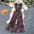 Summer Elegant Women Abstract Print Jumpsuit Chic Streetwear Wide Leg Romper Mujer V Neck Bodycon Sleeveless High Jumps. 