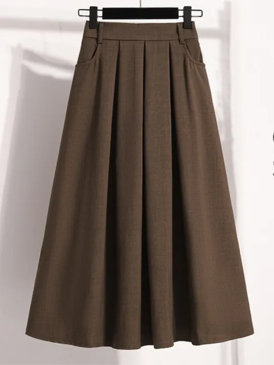 2026%20Plus%20Size%20Skirts%20Solid%20Versatile%20Medium%20Length%20Pleated%20Skirt%20A-Line%20Maxi%20Gown%20Spring%20Autumn%20New%20Half-length%20Umbrella%20Skirt%20-%20Image%202