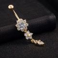 1Pc Stainless Steel Crystal Zircon Belly Button Rings, Piercing Women Navel Fashion Body Jewelries.