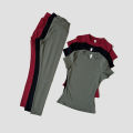 Quick-Drying Gym Leggings Set Sport Suit Short Sleeve Breathable Stretchy Slim Fitness Active Top Tight Gym Set. 
