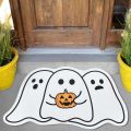 VIKAMA Halloween Shaped Decorative Rug Black Spider Web Ghost Gothic Bathroom Entryway Footrest Washable Dirty Resistant Carpet.