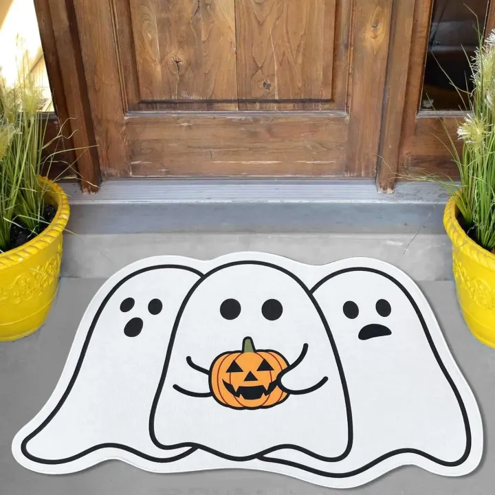 VIKAMA%20Halloween%20Shaped%20Decorative%20Rug%20Black%20Spider%20Web%20Ghost%20Gothic%20Bathroom%20Entryway%20Footrest%20Washable%20Dirty%20Resistant%20Carpet%20-%20Image%204