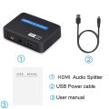 4K HDMI Audio Extractor HDMI Audio Splitter HDMI to Toslink+Aux Audio+HDMI Video Converter Splitter for PS4 PS5 HDTV DVD.