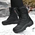 New Warm Plush Snow Boots Men Lace Up Casual High Top Men's Boots Waterproof Winter Boots Anti-Slip Ankle Boots Army Work Boots. 