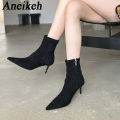 Aneikeh Autumn Winter Pointed Toe Ankle Boots Designer Vintage Thin Low Heel Women Shoes Short Modern Botas Zapatos De Mujer.