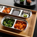 Stainless Steel Divided Dip Bowls Sauce Plate Seasoning Dipping Condiment Tray for BBQ Vinegar Spice Ketchup Salt Sugar Flavor. 