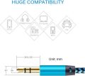 Aux Cable 3.5mm Male to Male Nylon Braided 1-meter 3-Pole Hi-Fi Stereo Sound Auxiliary Cord Green for Earphones, Smart Phones, Home/Car Stereos, Speakers, Computers. 
