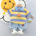 High-Quality Baby boys Polo Shirt + Handsome Denim Shorts 2-Piece Set kids girls clothes suits summer.