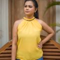 Women's High Neck Sleeveless Fashion Blouse. 