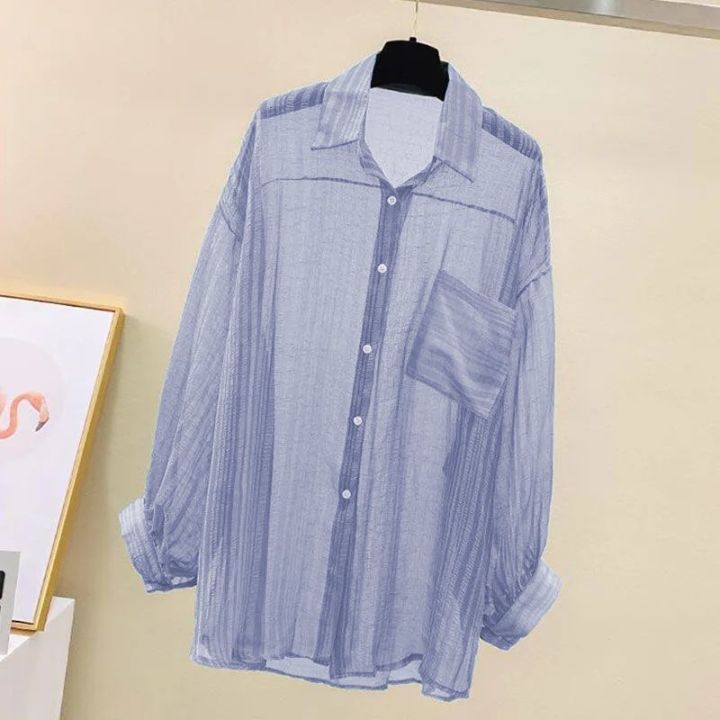 Summer%20Sunscreen%20Shirt%20Elegant%20Perspective%20Thin%20Chiffon%20Blouse%20Korean%20Harajuku%20See%20Through%20Loose%20Top%20Casual%20Women's%20Cardigan%20-%20Image%206