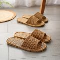 Spring and summer bamboo woven rattan and grass lovers straw mat slippers indoor wooden floor home linen slippers. 
