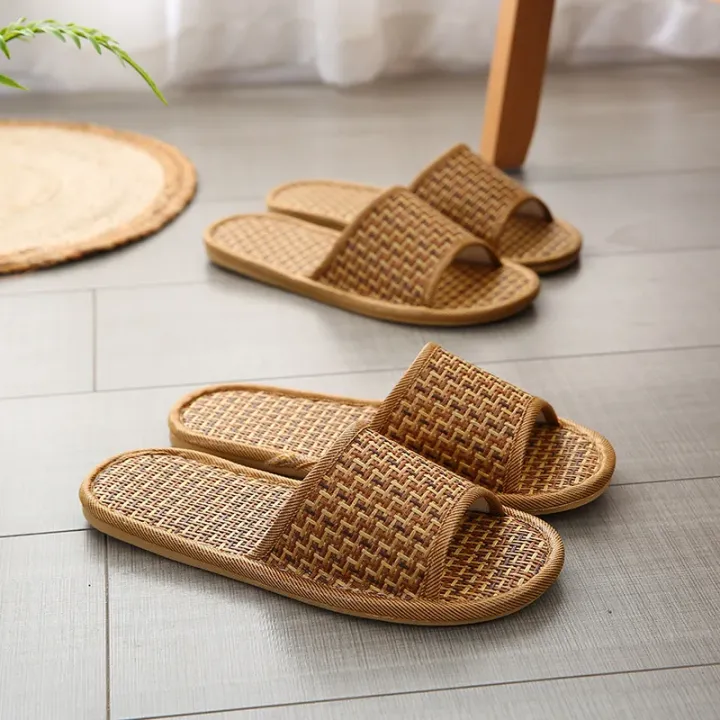 Spring%20and%20summer%20bamboo%20woven%20rattan%20and%20grass%20lovers%20straw%20mat%20slippers%20indoor%20wooden%20floor%20home%20linen%20slippers%20-%20Image%203