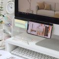 1Message Storage Board Under Computer Monitor，Office Desk Side Storage Rack Message Board Can Hold Phone Charging Memo Stickers. 