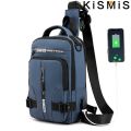 KISMIS Men's Multifunction  Messenger Bag Shoulder Cloth Chest Bags Crossbody Casual Man USB Charging Handbag. 
