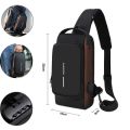 Multipurpose Patent Leather Chest Bag Biker Bag - Waterproof Men's Travel Bags to Keep Your Belongings Safe - Chest Bags with Charging. 