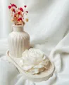 set of 3 (1 mini flowers vase +1 ovel tray +1 poney rose flower candle). 