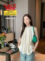 Clear Stock 💥   Sfb010 😁 Women's Simple Solid Color Sleeveless Halter Neck Tank Top. Cute Vest for Beautiful Girls, Korean Style Fashion. Can Be Worn on the Outside.. 