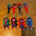 Cute Cartoon Spiderman Silicone Keychains Marvel Superhero Pendant Keyrings Jewelry Disney Keyholder for Bag Accessories. 