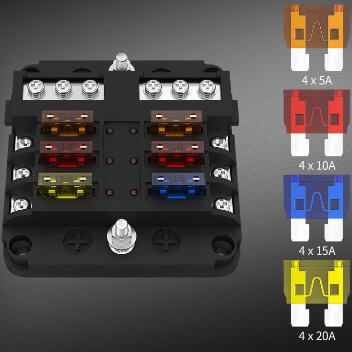 12V%20Fuse%20Block%206%20Way%20with%20LED%20Indicator%20Light%2012%20Volt%20Fuse%20Box%20ATO/ATC%20Marine%20Fuse%20Panel%20Waterproof%2024V%20For%20Automotive%20Boat%20Car%20-%20Image%202