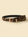 Boho Style PU Belt Leopard Print Thin Belt Women Dress Slim Fit Women Dress Custom Belt.