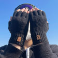 Fashion Knitted Half finger gloves warm autumn winter men women casual gloves for work writting or touch screen.
