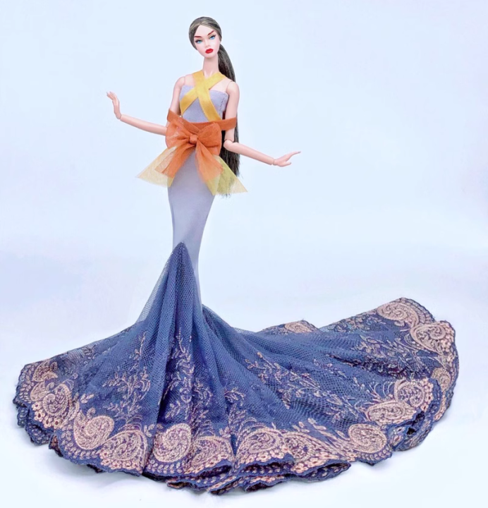 1/6%20Doll%20Luxury%20Dresses%20DIY%20Tutu%20Dress%20For%2029CM%20Princess%20Doll%20Bridal%20Tulle%20Wedding%20Dresses%20Clothing%20Long%20Tail%20Dress%20-%20Image%205