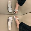 Women'S Fashion Square Toes Slippers Open Toe Comfort Sandals Slippers Casual High Heels Slipper Flip Flops for Women Trend 3344.
