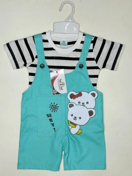 Cute%20Baby%20Romper%20Set%206%20Months%20%E2%80%93%203%20Years%20%7C%20White%20&%20Black%20Striped%20T-Shirt%20+%20Black%20,%20Red%20,%20Yellow%20,%20Orange%20,%20Turquoise%20Romper%20with%20Bear%20Print%20%7C%20Infant%20Outfit%20for%20Daily%20Wear,%20Birthday,%20Party%20&%20Outdoor%20-%20Image%206