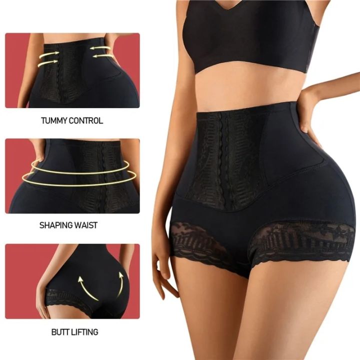 Women%20Seamless%20High%20Waist%20Tummy%20Control%20Shorts%20Panties%20with%20Lace%20Trim%20Flat%20Belly%20Shaping%20Slimming%20Underwear%20Butt%20Lifter%20Boyshort%20-%20Image%202