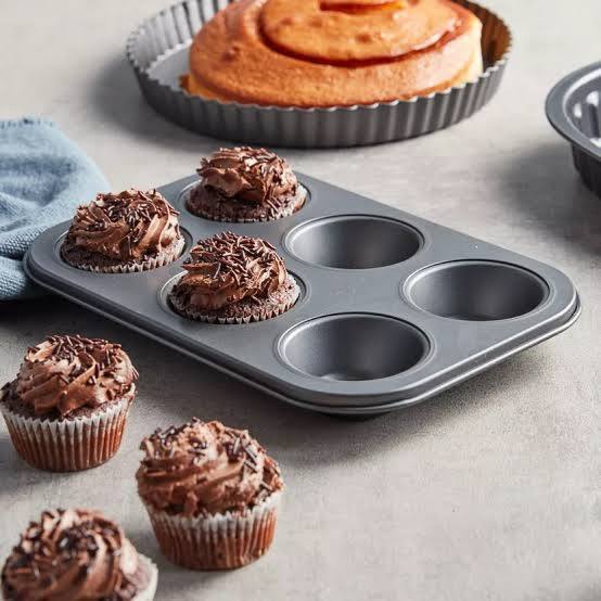 6 Holes Cupcake Baking Tray Non Stick Cake Baking Pan Round Shape Tool Cake Mold
