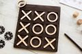 10-Piece Premium Wood Tic-Tac-Toe Board Game 6" Outdoor/Indoor Party Set Toy for Children/Adults, Classic Coffee. 