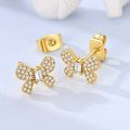 Original Hoop Earrings 925 Sterling Silver Golden Sun Bow Flower Heart Stud Earrings for Women Wedding Engagement Jewelry Gift. 