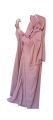 Tea Pink Baggy Abaya with Bow Sleeves - Kaftan Style, Includes Staller and Nose Piece. 