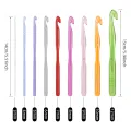 QJH 9Pcs/Set Multi-Coloured Crystal Clear Plastic Crochet Hooks, Ergonomic Resin Crochet Hook - Crochet Enthusiast 3mm - 12mm. 