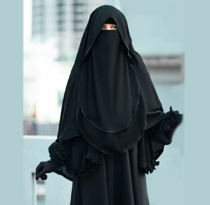 Black Namazi Hoodie Niqab Hijab For Muslim Women Bm Georgette Fabric Shukriya Closet - Hijab Cap