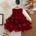 Autumn And Winter New Princess Style Baby Girl Dresses, Red Children'S Clothes For Birthday Parties Suitable For Babies Aged 0-3. 