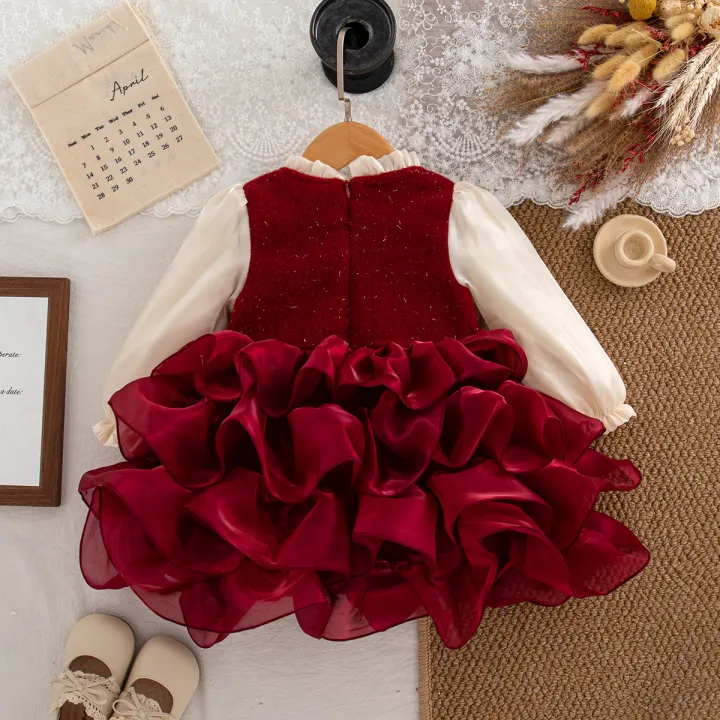 Autumn%20And%20Winter%20New%20Princess%20Style%20Baby%20Girl%20Dresses,%20Red%20Children'S%20Clothes%20For%20Birthday%20Parties%20Suitable%20For%20Babies%20Aged%200-3%20-%20Image%202