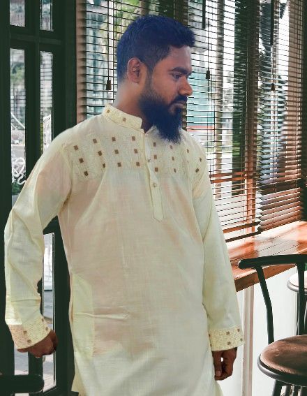 offwhite%20colour%20semilong%20%20ambrodary%20work%20panjabi%20-%20Image%203