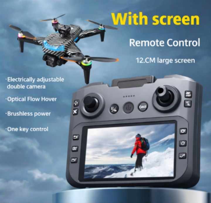 Big [Remote Display] Brushless Professional Brushless Motor RC Dron 8K Dual Camera Optical Flow Foldable Drone Aircraft Drone Drone