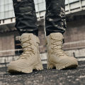 Men's wild training boots four seasons high-top non-slip waterproof outdoor boots fashion comfort jungle hiking sneakers boots. 