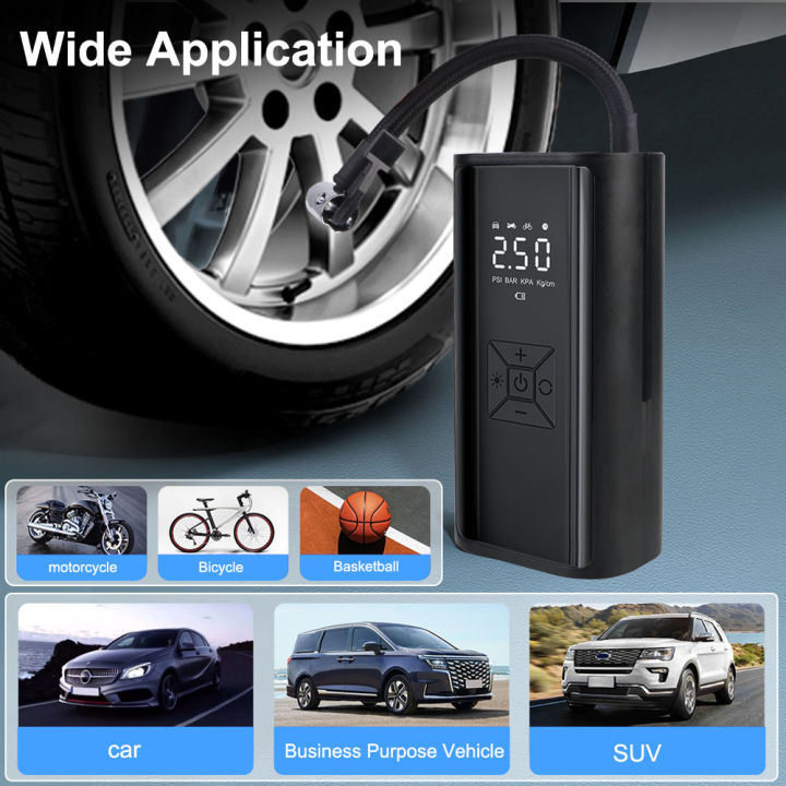 Digital Air Pump With LED Light Wireless Tire Inflator Air Compressor 