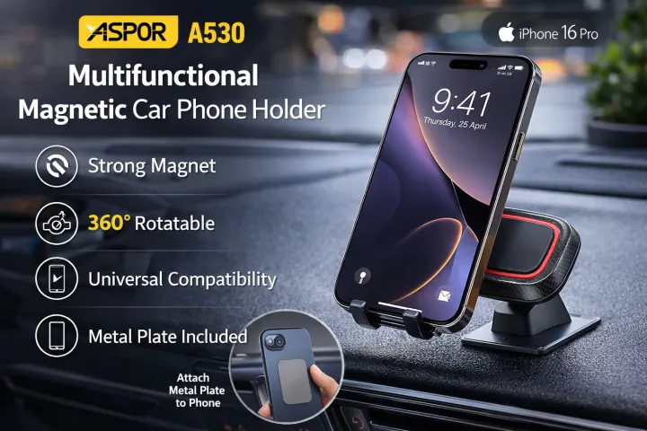 Aspor%20A530%20Multifunctional%20Magnetic%20Car%20Mobile%20Holder%20360%20Rotatable%20Dashboard%20Phone%20Stand%20Universal%20Car%20Bracket%20-%20Image%202