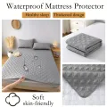 Waterproof Mattress Protector Cover with Elastic Band Soft Breathable Mattress Pad for Bed Grey/White/Green/Blue. 